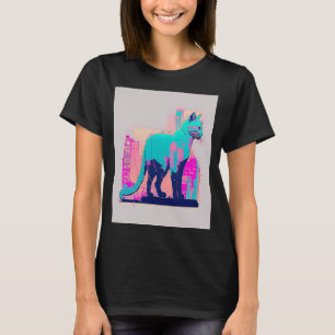Vaperwave Aesthetic Glitch Cat Retrowave Synthwave T-Shirt