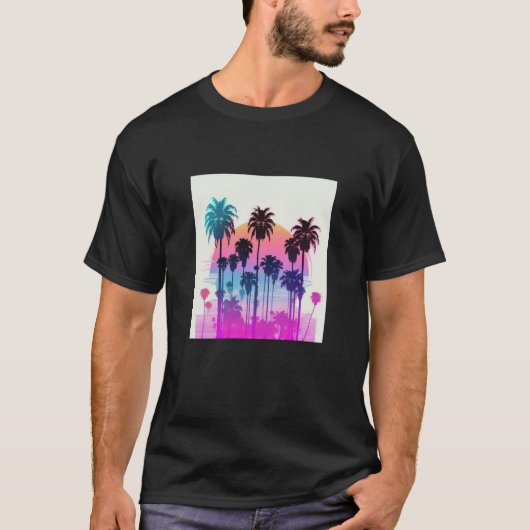 Vaperwave Aesthetic Glitch Palm Retrowave Synthwav T-Shirt (Vorderseite)