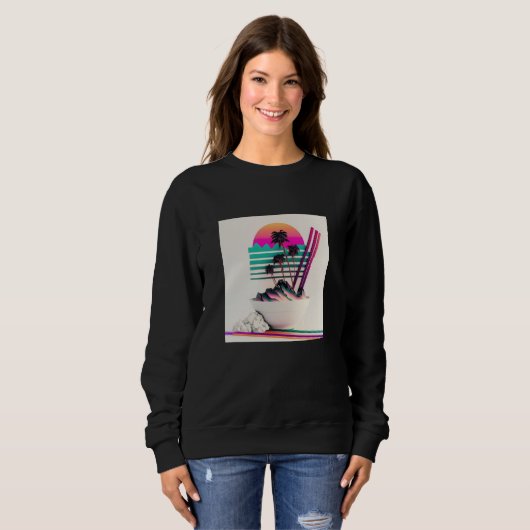 Vaperwave Aesthetic Glitch Retrowave Synthwave 1 Sweatshirt (Vorne ganz)
