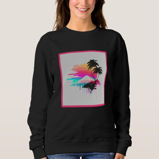 Vaperwave Aesthetic Glitch Retrowave Synthwave 2 Sweatshirt (Vorderseite)