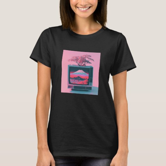 Vaperwave Aesthetic Glitch Retrowave Synthwave 4 T-Shirt (Vorderseite)