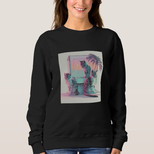 Vaperwave Aesthetic Glitch Retrowave Synthwave Sweatshirt (Vorderseite)