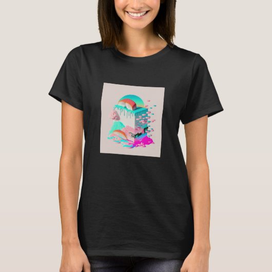 Vaperwave Aesthetic Glitch Sushi Retrowave Synthwa T-Shirt (Vorderseite)