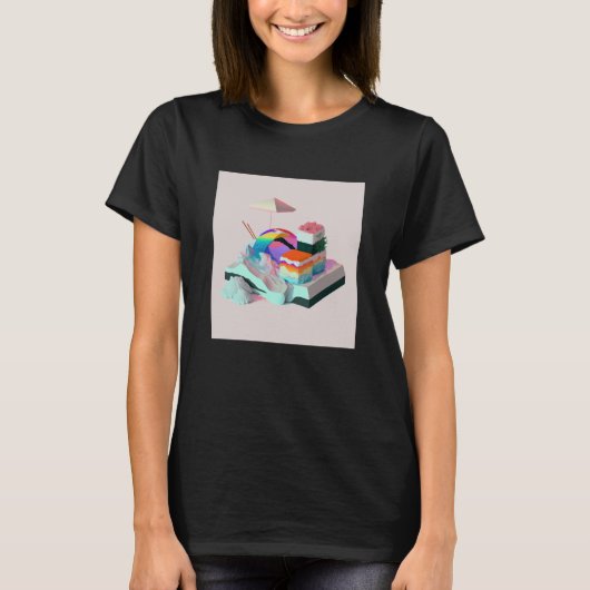 Vaperwave Aesthetic Glitch Sushi Retrowave Synthwa T-Shirt (Vorderseite)