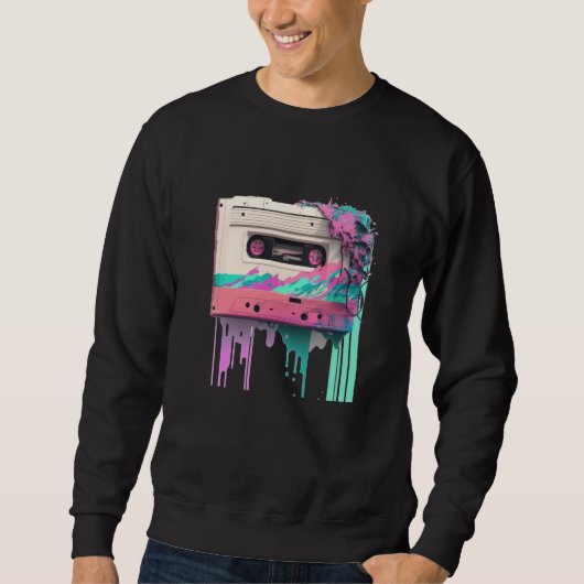 Vaperwave-Ästhetik-Glitch-Kassette-Tape-Retrowave Sweatshirt (Vorderseite)