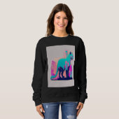 Vaperwave-Ästhetik-Glitch-Katze-Retrowave-Synthwav Sweatshirt (Vorne ganz)