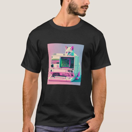 Vaperwave-Ästhetik-Glitch-Katze-Retrowave-Synthwav T-Shirt (Vorderseite)
