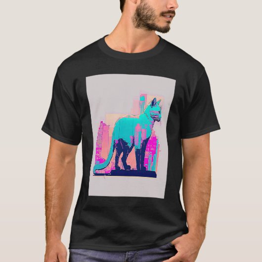 Vaperwave-Ästhetik-Glitch-Katze-Retrowave-Synthwav T-Shirt (Vorderseite)
