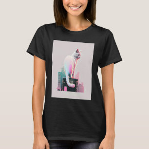 Vaperwave-Ästhetik-Glitch-Katze-Retrowave-Synthwav T-Shirt