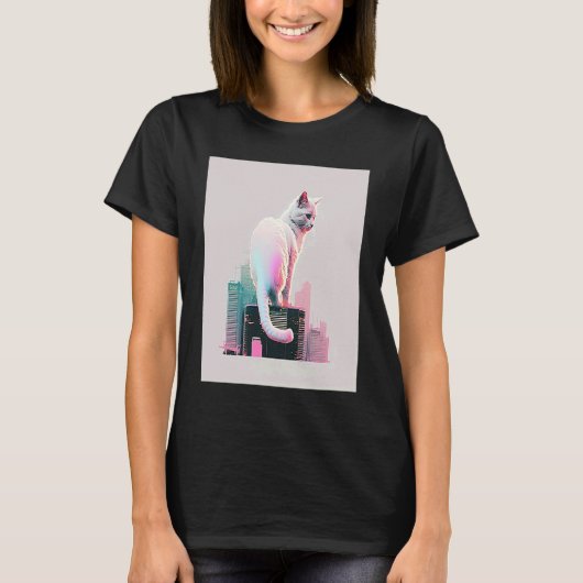 Vaperwave-Ästhetik-Glitch-Katze-Retrowave-Synthwav T-Shirt (Vorderseite)