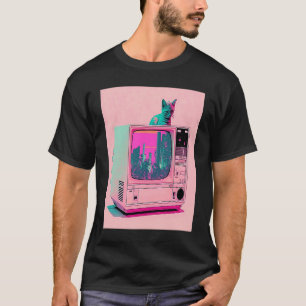 Vaperwave-Ästhetik-Glitch-Katze-Retrowave-Synthwav T-Shirt