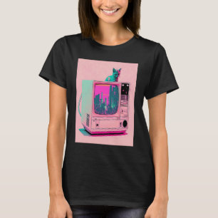 Vaperwave-Ästhetik-Glitch-Katze-Retrowave-Synthwav T-Shirt