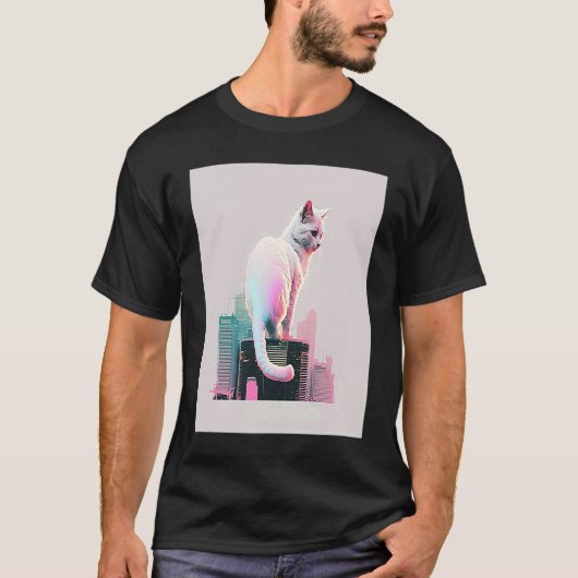 Vaperwave-Ästhetik-Glitch-Katze-Retrowave-Synthwav T-Shirt (Vorderseite)