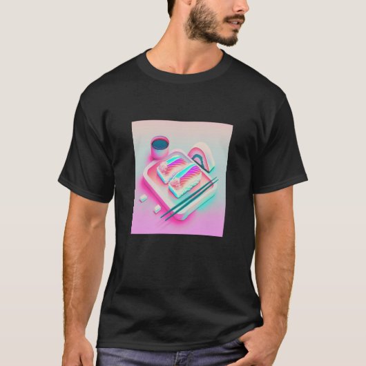 Vaperwave-Ästhetik-Glitch-Sushi-Retrowave-Synthwav T-Shirt (Vorderseite)