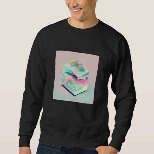 Vaperwave-Ästhetik-Glitch-Sushi-Retrowave-Synthwel Sweatshirt (Vorderseite)
