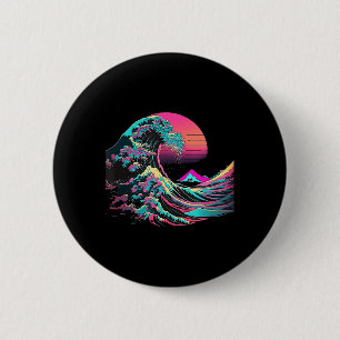 Vaperwave Ästhetische Glitch Great Wave Retrowave  Button