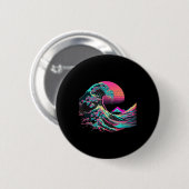 Vaperwave Ästhetische Glitch Great Wave Retrowave  Button (Vorne & Hinten)