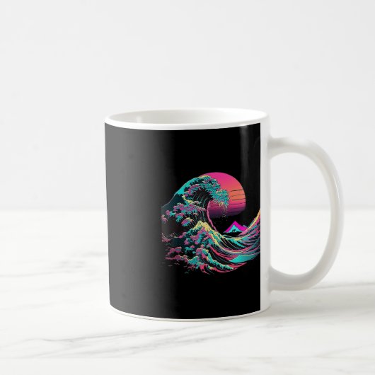 Vaperwave Ästhetische Glitch Great Wave Retrowave Kaffeetasse (Rechts)