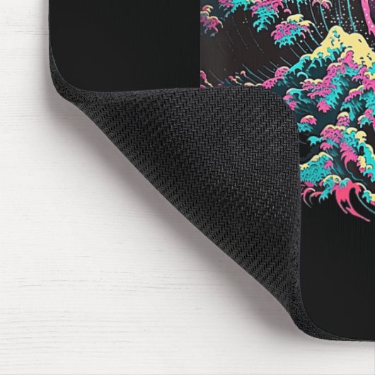 Vaperwave Ästhetische Glitch Great Wave Retrowave  Mousepad (Ecke)