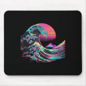 Vaperwave Ästhetische Glitch Great Wave Retrowave  Mousepad (Vorne)