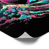 Vaperwave Ästhetische Glitch Great Wave Retrowave Poster (Ecke)