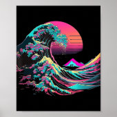 Vaperwave Ästhetische Glitch Great Wave Retrowave Poster (Vorne)