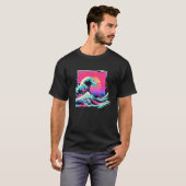Vaperwave Ästhetische Glitch Great Wave Retrowave T-Shirt (Vorne ganz)