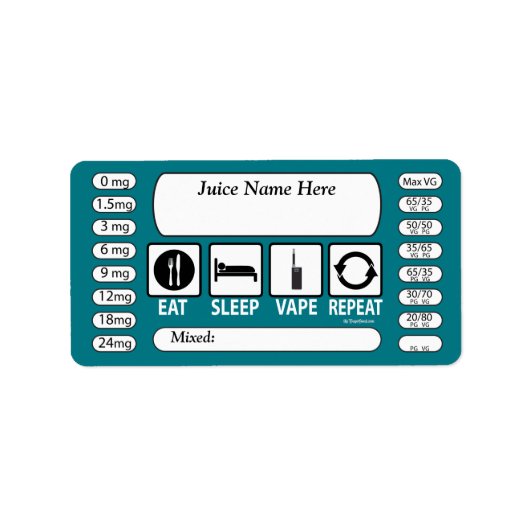 Vaping | DIY E-Juice-Label Essen Schlaf von VapeGo Adressaufkleber (Vorne)