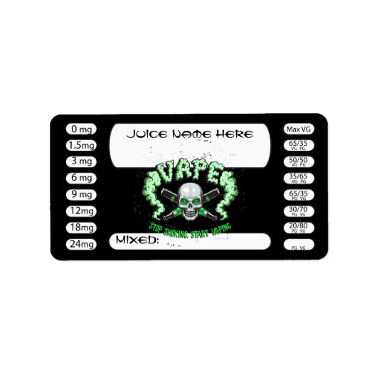 Vaping | DIY E-Juice Label Vape Skull von VapeGoat Adressaufkleber (Vorne)