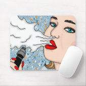 Vaping Lady Pop Art Retro Style Mousepad (Mit Mouse)