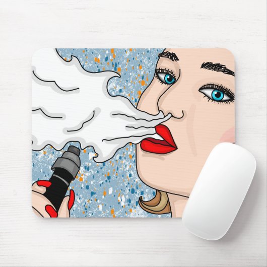 Vaping Lady Pop Art Retro Style Mousepad (Mit Mouse)