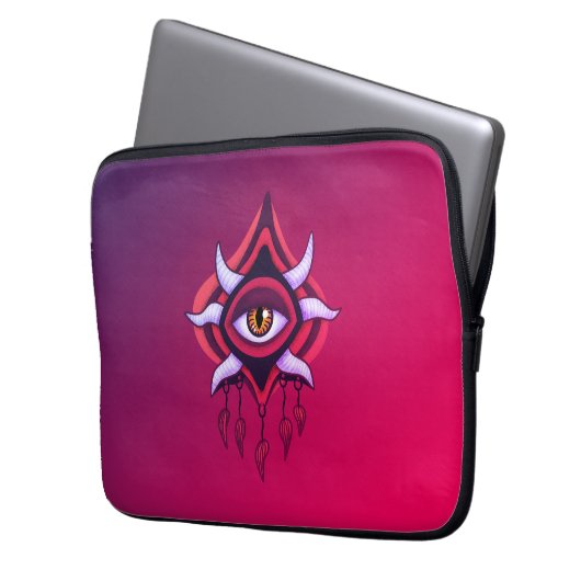 Vaporware Dämonenauge - farbenfroh gotisch Laptopschutzhülle (Vorderseite Links)