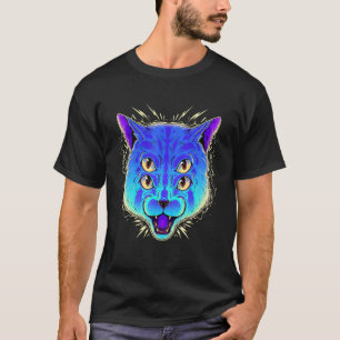 Vaporwave 4-äugige Katze Kätzchen Katze Feline Kat T-Shirt