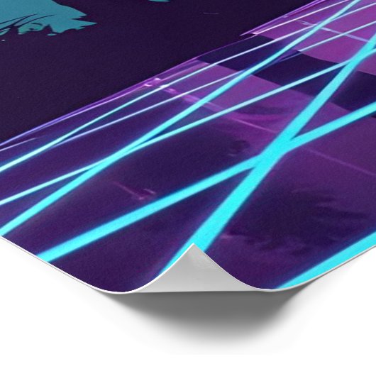 Vaporwave 80er Neon Grid Synthwave Art Poster (Ecke)