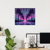 Vaporwave 80er Neon Grid Synthwave Art Poster (Heimbüro)