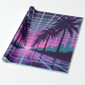 Vaporwave 80er Neon Grid Synthwave Art Poster Geschenkpapier (Ungerollt)