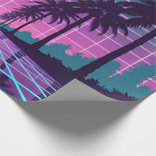 Vaporwave 80er Neon Grid Synthwave Art Poster Geschenkpapier (Ecke)