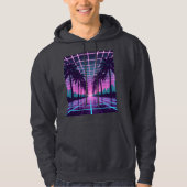 Vaporwave 80er Neon Grid Synthwave Art Poster Hoodie (Vorderseite)