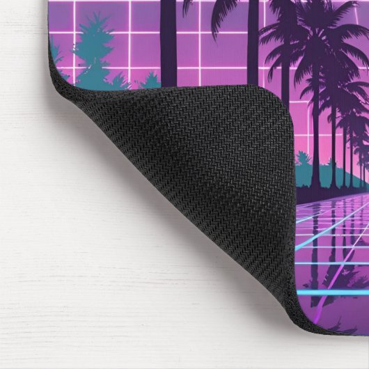 Vaporwave 80er Neon Grid Synthwave Art Poster Mousepad (Ecke)