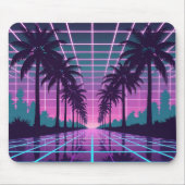 Vaporwave 80er Neon Grid Synthwave Art Poster Mousepad (Vorne)