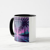 Vaporwave 80er Neon Grid Synthwave Art Poster Tasse (Vorderseite Links)