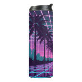 Vaporwave 80er Neon Grid Synthwave Art Poster Thermosbecher (Nach links gedreht)