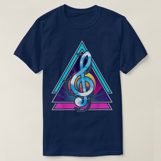 Vaporwave 90s Art Music Lover Synthwave Treble Cle T-Shirt (Design vorne)