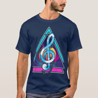 Vaporwave 90s Art Music Lover Synthwave Treble Cle T-Shirt