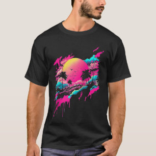 Vaporwave Abstrakte Landschaft Monument Obelisk T-Shirt