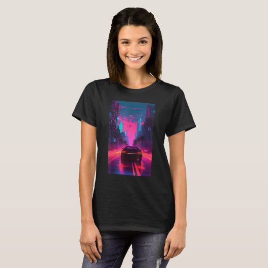 Vaporwave Aesthetic Outrun Synthwave Retrowave T-Shirt (Vorne ganz)