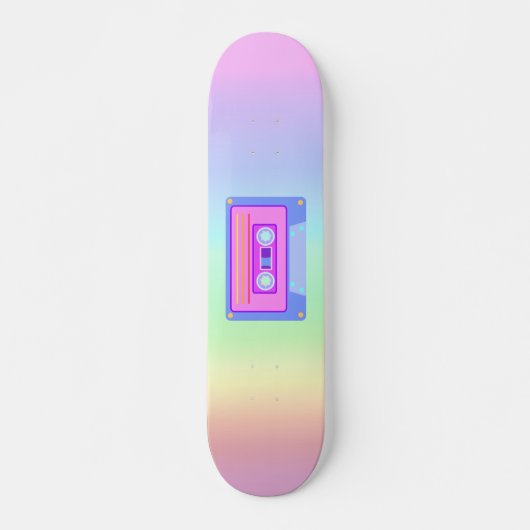Vaporwave Aesthetic Rainbow 90s Audio Cassette Skateboard (Vorne)