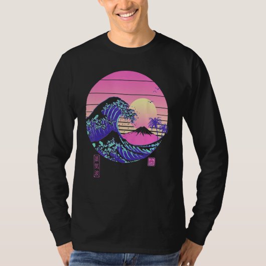 Vaporwave Aesthetic Wave Off Kanagawa Japanese Ret T-Shirt (Vorderseite)