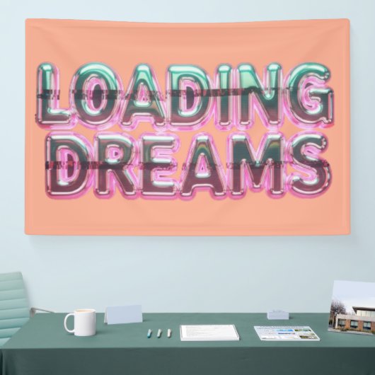 Vaporwave Aesthetics with Glitch Effect and Neon  Banner (Messe)