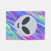 Vaporwave-Alien-Emoji Fleecedecke (Vorderseite (Horizontal))